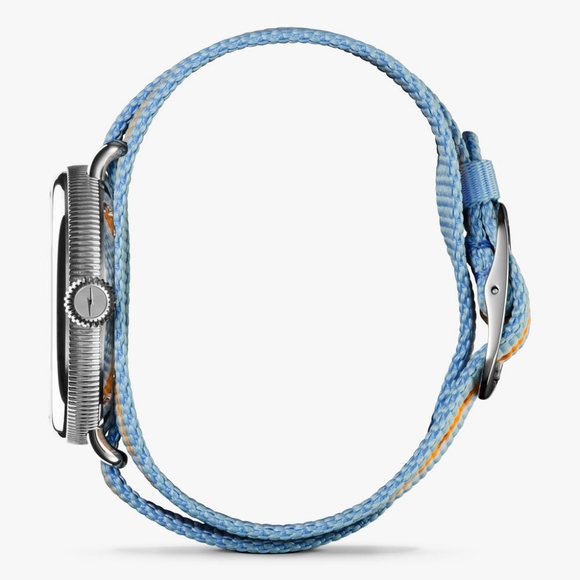 🌼 NWT Shinola Birdy blue, white + orange reversible nylon strap watch - Picture 7 of 11